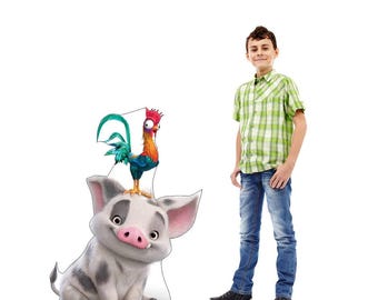Moana Pua & Heihei Life-Size Cardboard Cutout, Disney Birthday Party Decor