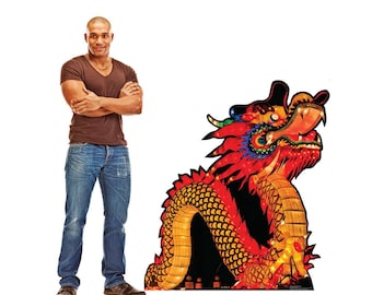 Life-Size Chinese New Year Night Dragon Cardboard Cutout – Lunar New Year Festival Decor, Dark Dragon Display Standee, Cultural Party Prop