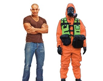 Life-Size Hazmat Suit Cardboard Cutout: Halloween Party Prop