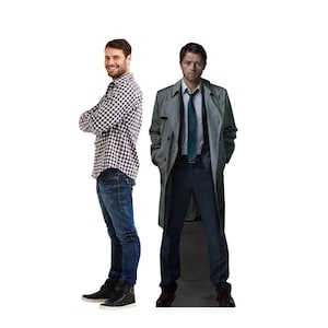 Découpe en carton Castiel, voyageur debout surnaturel grandeur nature, affichage de l'ange du seigneur, décoration de série télévisée, cadeau de fan Castiel, cadeau de fan surnaturel
