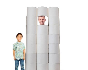 Life-Size Toilet Paper Hoarder Cardboard Cutout: Funny Gag Gift Photo Prop