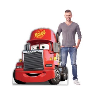Carton découpé Mack Cars 3, voyage debout Disney Pixar grandeur nature, décoration de fête film Cars, accessoire photo Mack, décoration de voitures sur le thème d'anniversaire d'enfants