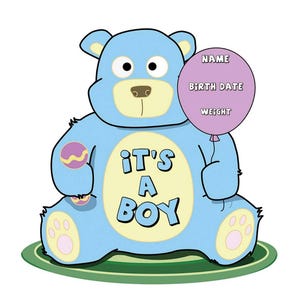 C'est un garçon, découpe en carton avec ours en peluche, décoration pour baby shower, baby shower et révélation de genre, accessoire de fête de nouveau-né ou de chambre d'enfant
