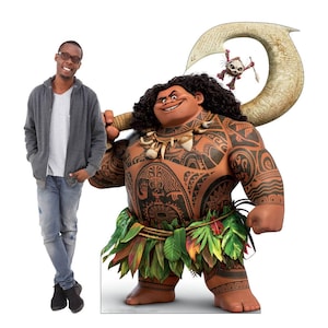 Carton découpé grandeur nature Maui & Kotu, fête d'anniversaire Disney Moana, découpe du corps entier debout, photo découpée en carton grandeur nature