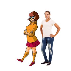 Découpe en carton Velma Mystery Incorporated grandeur nature, décoration de fête Scooby-Doo, accessoire photo d'anniversaire Scooby Doo pour enfants, présentoir de machine mystère