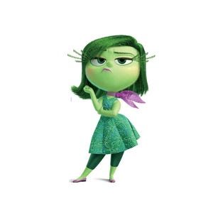 Découpe en carton Dégoût – Présentoir de film à l'envers, taille réelle pour fêtes et décoration, Décoration d'anniversaire à thème Inside Out 2, Voyageur debout à l'envers