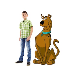 Découpe en carton taille réelle Scooby-Doo Mystery incorporé, décoration de fête, Scooby-Doo voyageur debout, accessoire photo d'anniversaire d'enfants, présentoir de machine mystère