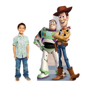 Voyageur debout en carton Buzz & Woody Toy Story taille réelle, duo de présentoirs Disney Toy Story, fête d'enfants, décoration d'anniversaire, décoration de fête, événements
