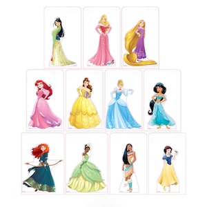 Lot de 11 découpes en carton avec mini princesses Disney, petits modèles de princesses, centres de table de fête, décoration de gâteau de table