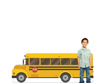 Life-Size School Bus Cardboard Cutout: Back to School Party Decoration