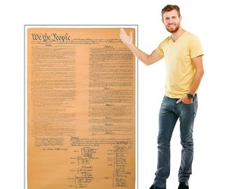 Recorte de cartón de la Constitución de EE. UU., "Nosotros, el pueblo", decoración patriótica para escuelas y celebraciones.