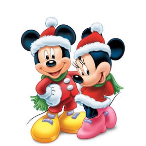 Découpe de Noël Mickey et Minnie, voyageur debout festif Disney, accessoire photo de vacances, décoration de fête de Noël, décoration de fête d'hiver Disney