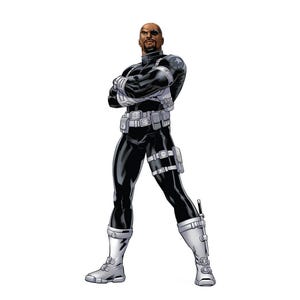 Carton découpé Nick Fury, voyageur debout Marvel Avengers, décoration Marvel Invasion secrète grandeur nature, anniversaire Marvel, présentoir de super-héros grandeur nature