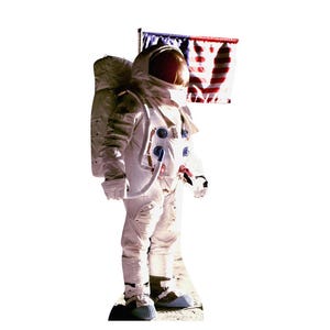 Découpe en carton taille réelle homme sur la lune, décoration de fête dans l'espace, décoration de fête dans l'espace, accessoire de fête sur le thème de la NASA, alunissage