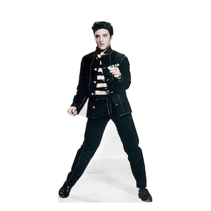 Découpe en carton taille réelle Elvis Presley, voyageur debout dans une prison de rock, décoration de fête rock and roll, accessoire d'icône de musique rétro accessoire de fête de musique