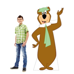 Yogi Bear & Ranger Smith découpe en carton grandeur nature, décoration de fête d'enfants, présentoir d'animation vintage, présentoir de mignons animaux debout, présentoir pour enfants