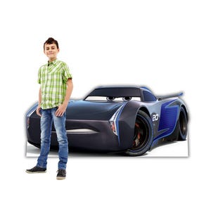 Découpage en carton taille réelle des Jackson Storm Cars 3, décoration de fête Disney Pixar, voyageur debout pour anniversaire d'enfants, accessoire photo de film Cars, soirée à thème Cars 3