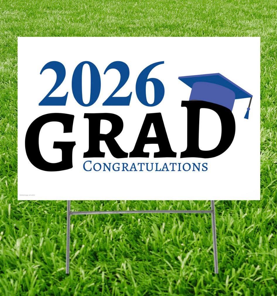 2026 Graduation Congratulations Blue Outdoor Yard Sign – Coroplast Grad ...