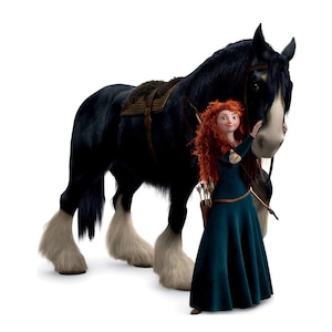 Découpe Merida et Angus - Présentoir princesse Disney et cheval taille réelle, Princesses Disney en carton, Princesse Disney taille réelle, Merida Brave, taille réelle