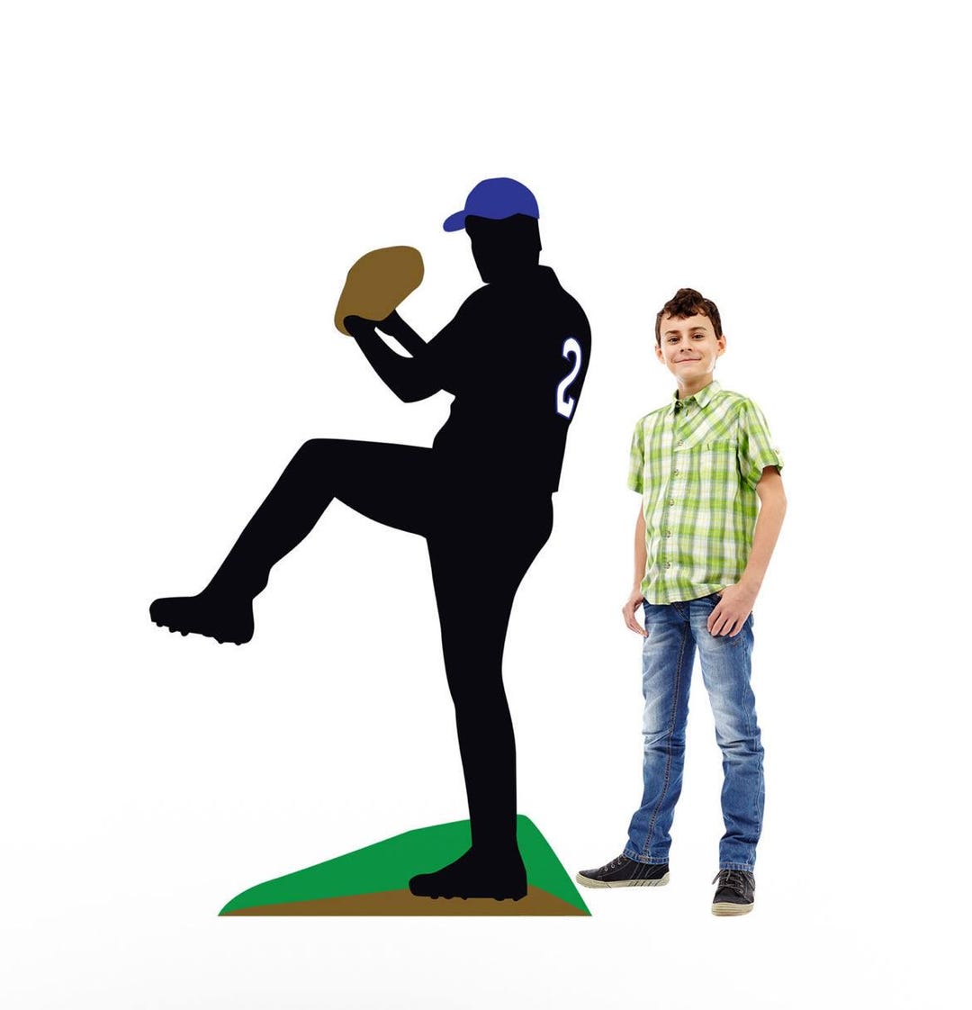 Life-size Baseball Player Silhouette Cardboard Cutout Sports Party ...