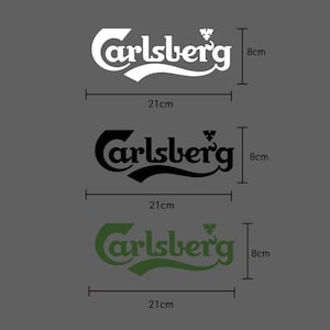 May include: Three versions of the Carlsberg logo, each in a different color: white, black, and green. Each logo is 8 inches tall and 21 inches wide.