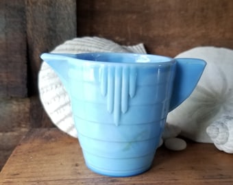 Vintage Blue AKRO AGATE creamer pitcher from Childrens Toy set Doll Dishes Opaque Glass