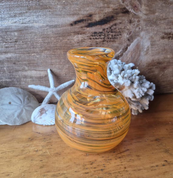 Vintage Orange Swirl mundgeblasene Vase