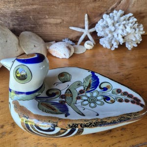 Signed Ken Edwards El Palomar Mexico ceramic Bird shaped Spoon Rest or Soap Dish