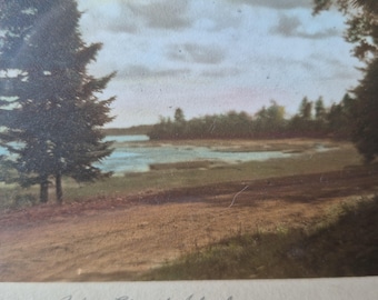 Vintage Prince Edward Island Hand Colored Photograph North River Craswell Matted and Framed