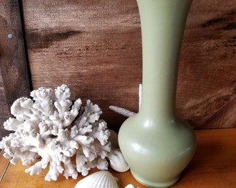 Vintage McCoy Floraline 403 Pottery Bud Vase Matte Green Avocado MCM