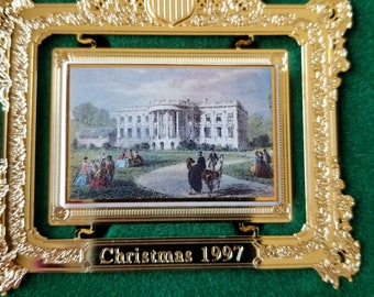 Vintage 1997 White House Christmas Ornament in original box with paperwork. The White House Historical Association