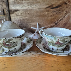 Vintage Johnson Bros The Friendly Village Jumbo Cup and Saucer Set of 2 Made in England Replacement THE WELL