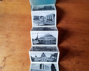 Vintage Hannover Germany Postcard 12 Mini Souvenir Views Travel Photos early 1950s Black and White Photos 3.5 x 2 inches