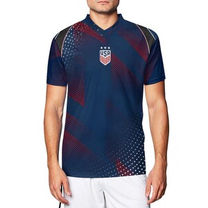 Custom USA Soccer Jersey Navy Blue Red White, USA Inspired Football Shirt, Fan Made Soccer Kit, Retro World Cup Style Jersey image 2