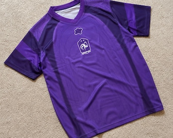 Purple France Style Soccer Jersey, Vintage Football Shirt, Purple Soccer Top, FFF Inspired Jersey, Unisex Sports Shirt, Football Fan Gift
