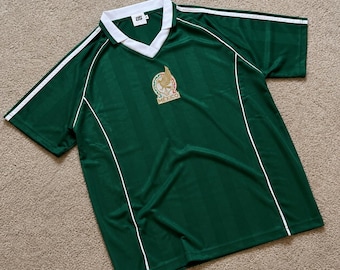 Mexico Style Soccer Jersey Green Unofficial, Retro Football Shirt, Vintage Inspired Football Top, Mexican Soccer Fan Shirt