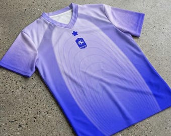 Camisa de Futebol Conceito da França Masculina – Camisa de Futebol Tricolor Azul, Uniforme de Torcedor Estilo Streetwear