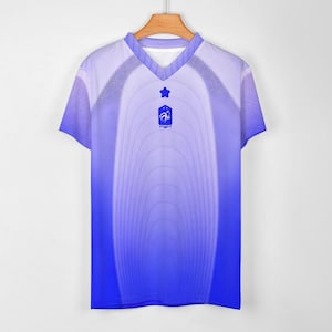 Camisa de Futebol Conceito da França Masculina – Camisa de Futebol Tricolor Azul, Uniforme de Torcedor Estilo Streetwear imagem 4
