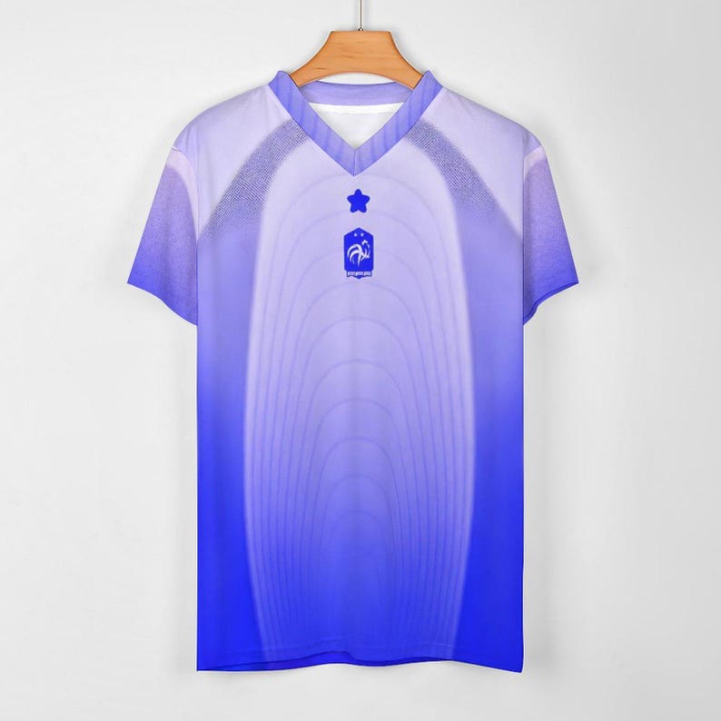 Camisa de Futebol Conceito da França Masculina – Camisa de Futebol Tricolor Azul, Uniforme de Torcedor Estilo Streetwear imagem 4