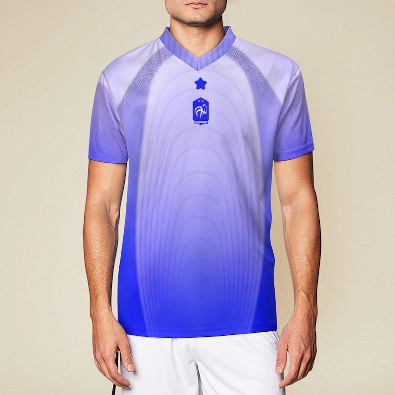 Camisa de Futebol Conceito da França Masculina – Camisa de Futebol Tricolor Azul, Uniforme de Torcedor Estilo Streetwear imagem 3
