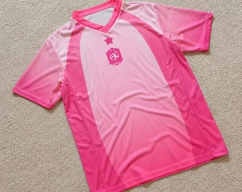Pink France Style Soccer Jersey, FFF Inspired Football Shirt, Pink Football Jersey, Vintage Soccer Top, Unisex Sport Shirt, Soccer Fan Gift