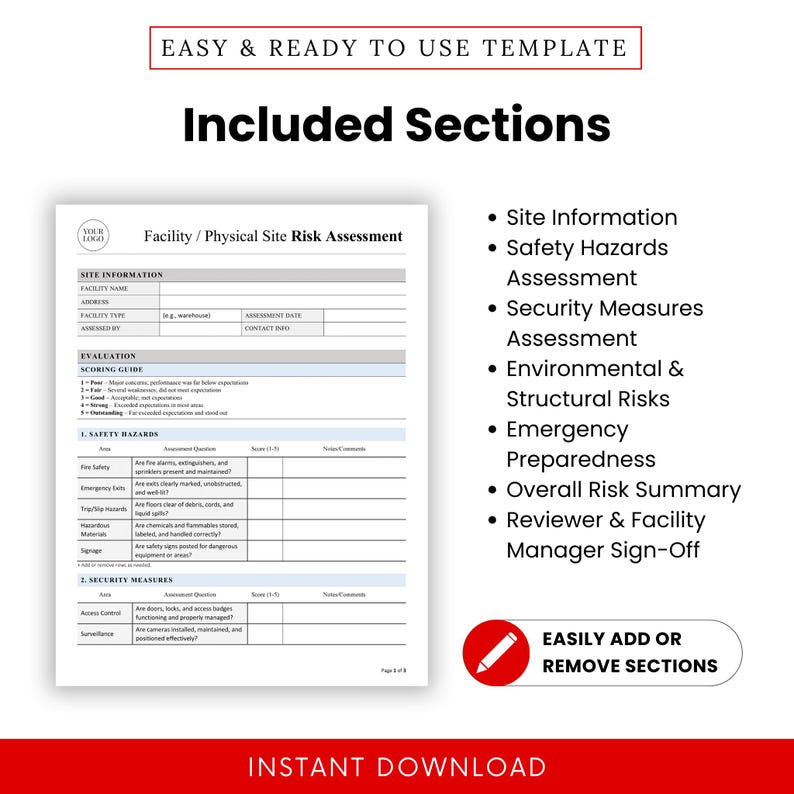 Facility / Physical Site Risk Assessment Template (word, PDF ...