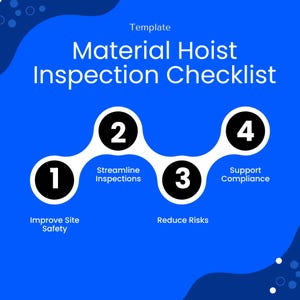 Bright, eye-catching graphic summarizing four key benefits of the checklist: Improve Site Safety, Streamline Inspections, Reduce Risks, and Support Compliance.