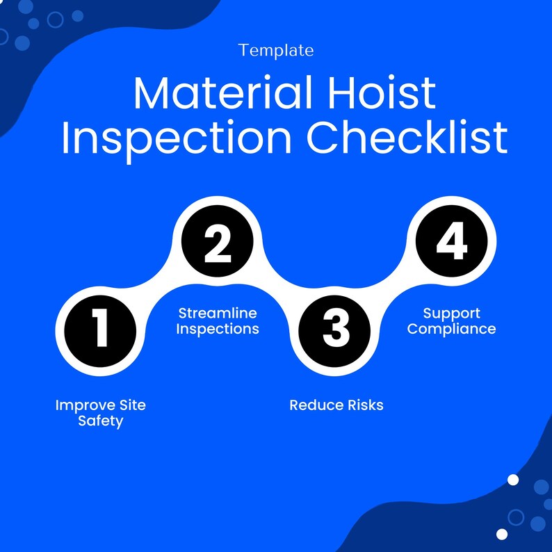 Bright, eye-catching graphic summarizing four key benefits of the checklist: Improve Site Safety, Streamline Inspections, Reduce Risks, and Support Compliance.
