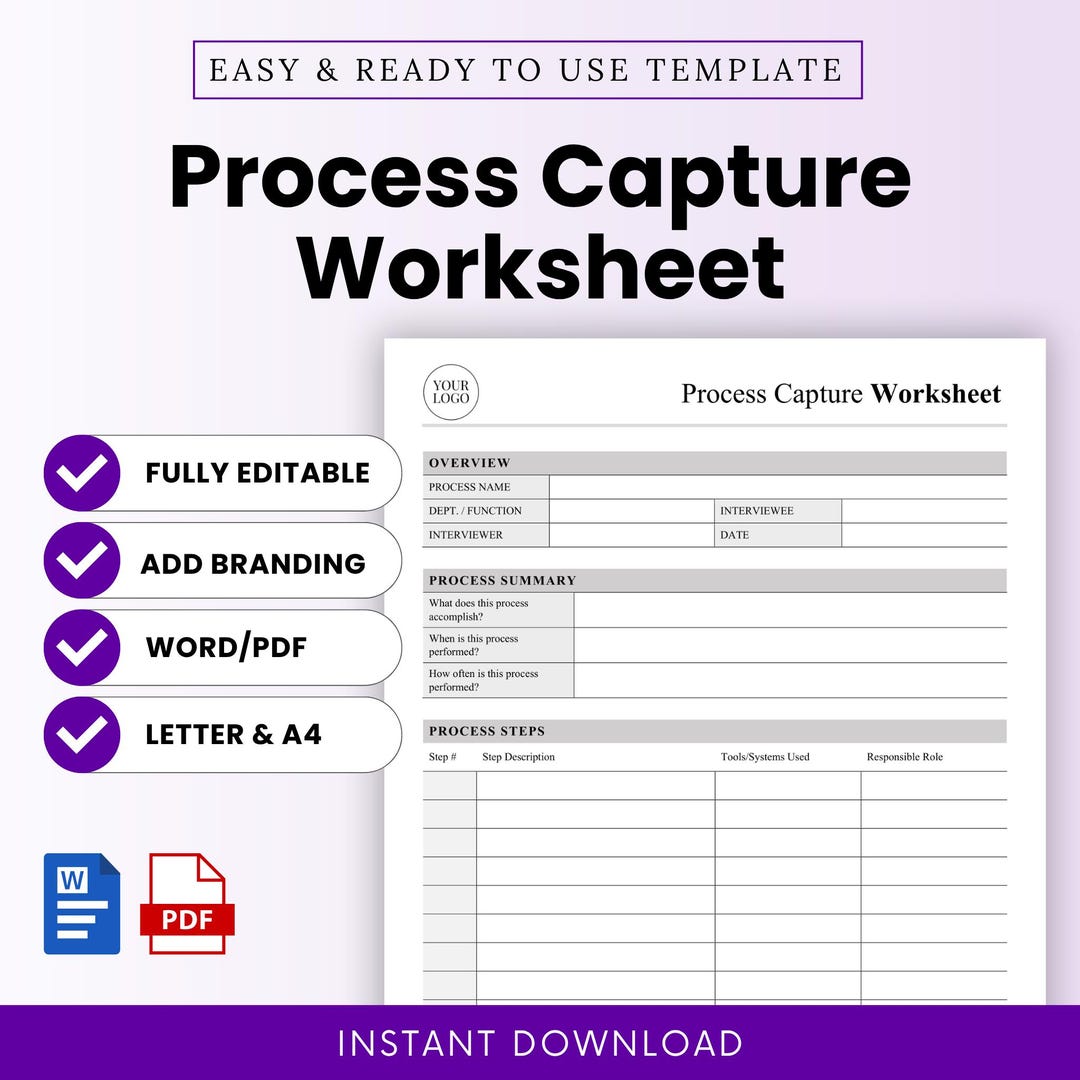 Process Capture Worksheet Template (knowledge Transfer / SOP Creation ...