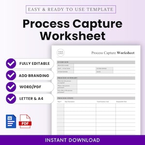 Process Capture Worksheet Template  (Knowledge Transfer / SOP Creation Form) – Word & PDF, A4 + US Letter