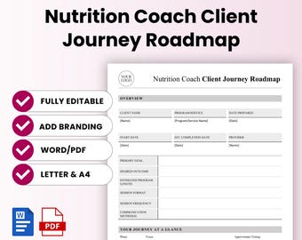 Nutrition Coach Client Journey Roadmap Template – Word & PDF, A4 + US Letter