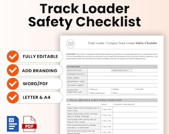 Track Loader Safety Checklist Template – Word & PDF, A4 + US Letter