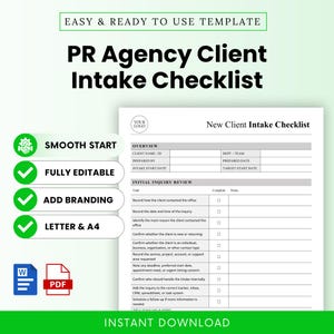 PR Agency Client Intake Checklist Template – Word & PDF, A4 + US Letter