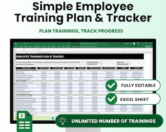 Simple Employee Training Plan & Tracker Template (MS Excel, Google Sheets) | Employee Training Program Management, Staff Training Plan